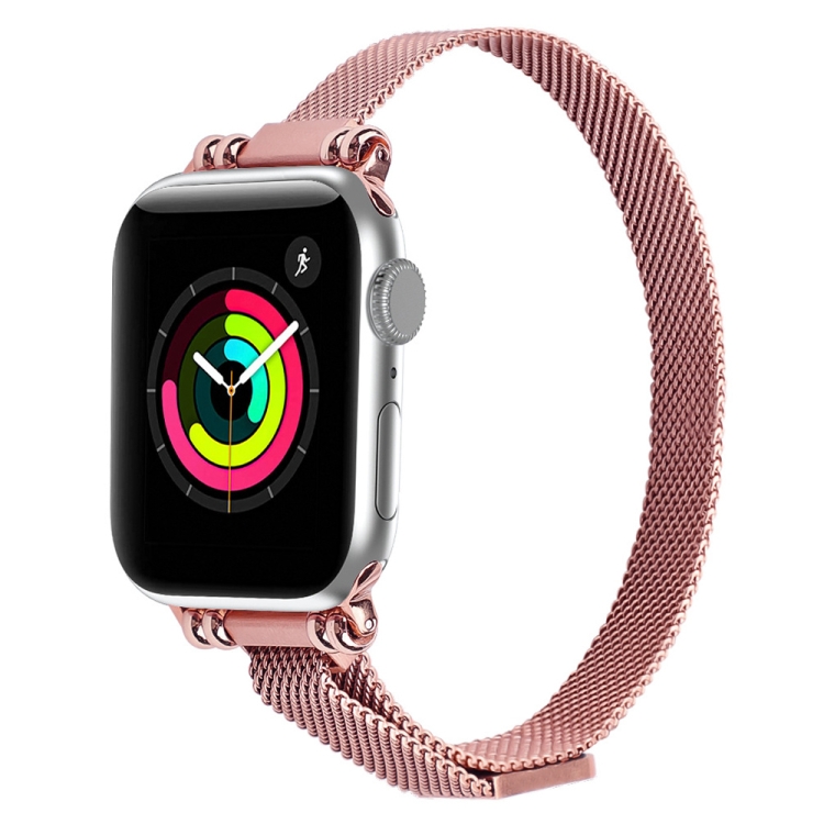 

Milan Bracelet Stainless Steel Watch Strap For Apple Watch Series 6 & SE & 5 & 4 40mm / 3 & 2 & 1 38mm(Rose Pink)