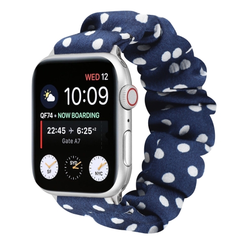 

Dots Hair Ring Cloth Watch Strap For Apple Watch Series 6 & SE & 5 & 4 44mm / 3 & 2 & 1 42mm(Royal Blue)