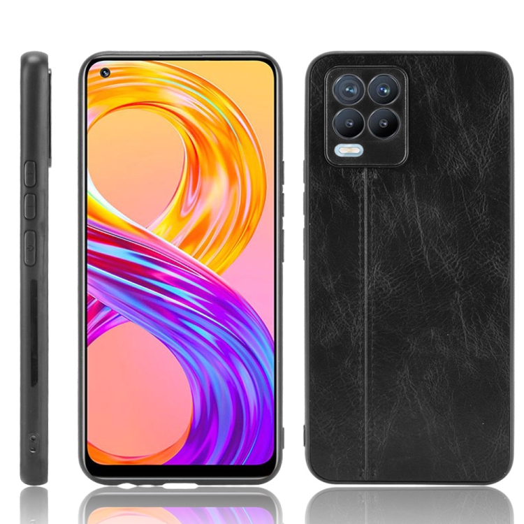 

For OPPO Realme 8 4G / Realme 8 Pro Shockproof Sewing Cow Pattern Skin PC + PU + TPU Case(Black)