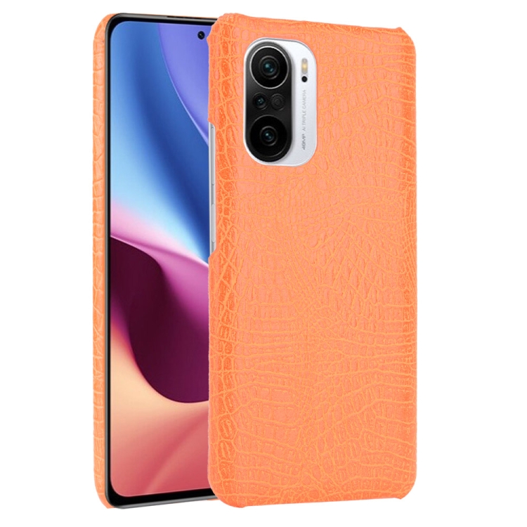 

For Xiaomi Redmi K40 / K40 Pro / Poco F3 Shockproof Crocodile Texture PC + PU Case(Orange)
