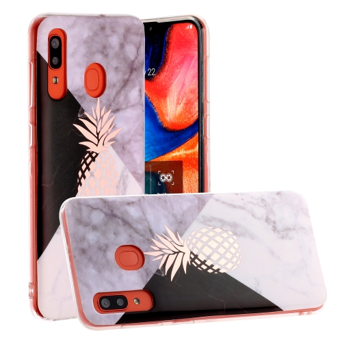 

For Galaxy A40 Hot Stamping Geometric Marble IMD Craft TPU Protective Case(Pineapple)