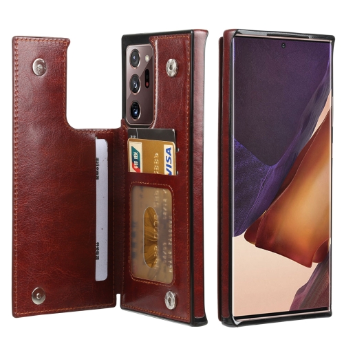 

For Samsung Galaxy Note20 Ultra FLOVEME Crazy Horse Texture Horizontal Flip Leather Protective Case with Card Slots & Holder(Brown)