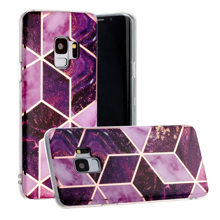 

For Galaxy S9+ Hot Stamping Geometric Marble IMD Craft TPU Protective Case(Purple)
