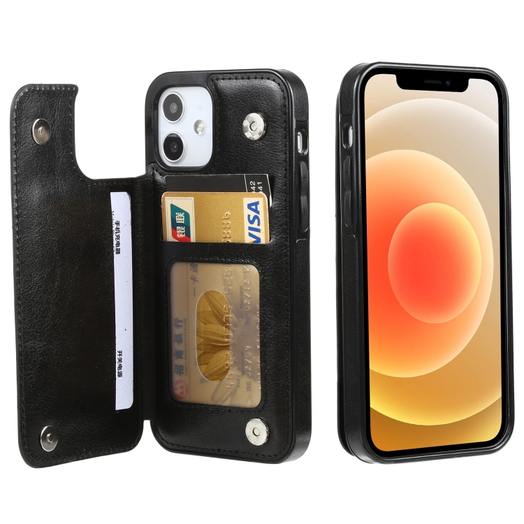 

FLOVEME Crazy Horse Texture Horizontal Flip Leather Protective Case with Card Slots & Holder For iPhone 12 / 12 Pro(Black)