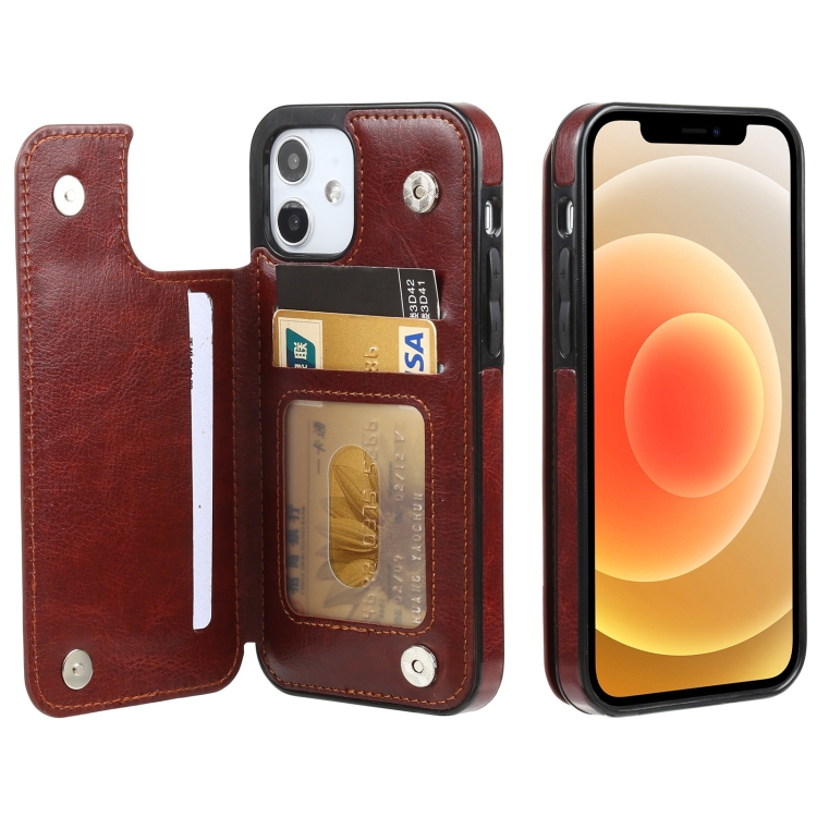 

FLOVEME Crazy Horse Texture Horizontal Flip Leather Protective Case with Card Slots & Holder For iPhone 12 / 12 Pro(Brown)