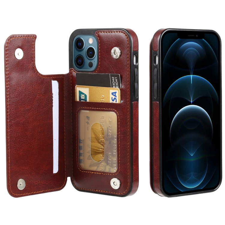

FLOVEME Crazy Horse Texture Horizontal Flip Leather Protective Case with Card Slots & Holder For iPhone 12 Pro Max(Brown)