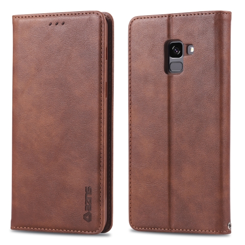 

For Galaxy A8 2018 AZNS Retro Texture Magnetic Horizontal Flip PU Leather Case with Holder & Card Slots & Photo Frame(Brown)