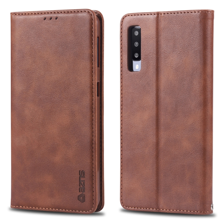

For Galaxy A70 / A7 2019 AZNS Retro Texture Magnetic Horizontal Flip PU Leather Case with Holder & Card Slots & Photo Frame(Brown)