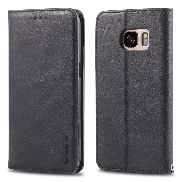 

For Galaxy S7 AZNS Retro Texture Magnetic Horizontal Flip PU Leather Case with Holder & Card Slots & Photo Frame(Black)
