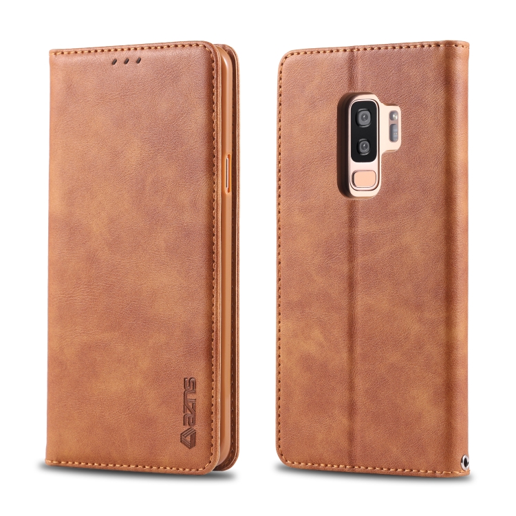 

For Galaxy S9 Plus AZNS Retro Texture Magnetic Horizontal Flip PU Leather Case with Holder & Card Slots & Photo Frame(Yellow)