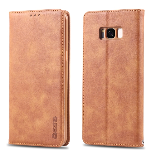 

For Galaxy S8 Plus AZNS Retro Texture Magnetic Horizontal Flip PU Leather Case with Holder & Card Slots & Photo Frame(Yellow)