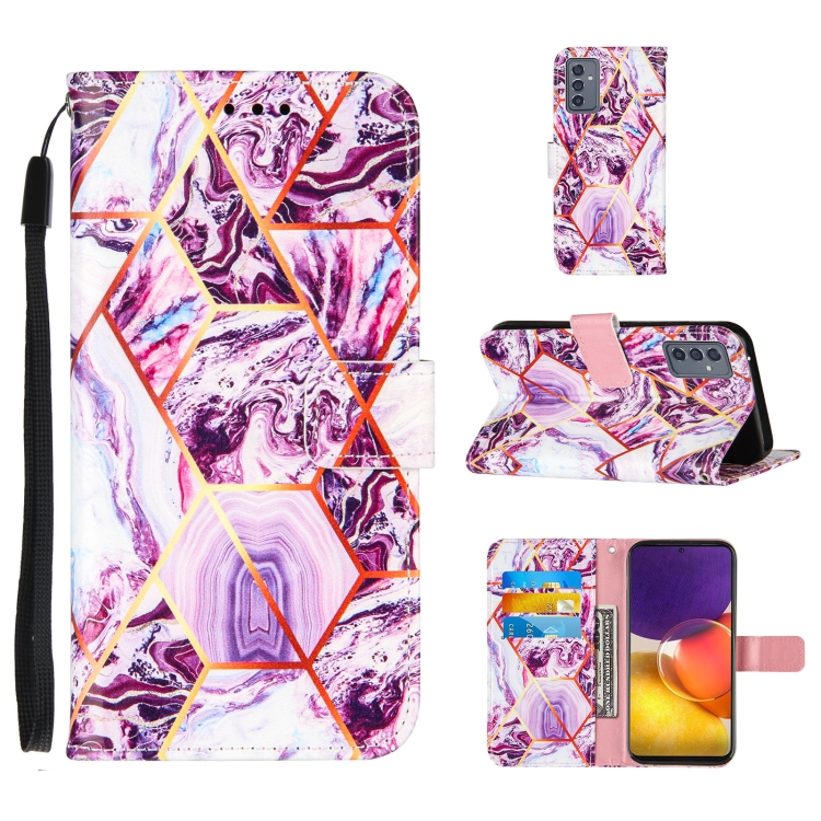 

For Samsung Galaxy A82 5G Marble Stitching Horizontal Flip PU Leather Case with Holder & Card Slots & Wallet & Lanyard(Purple)