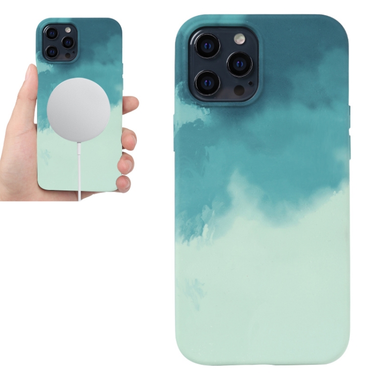 

Watercolor Pattern Full Coverage Shockproof Silicone Magsafe Case For iPhone 11 Pro(Turquoise Blue)