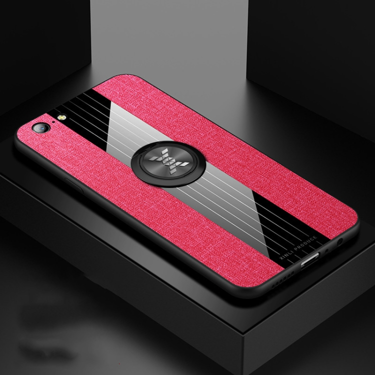 

For OPPO A57 XINLI Stitching Cloth Textue Shockproof TPU Protective Case with Ring Holder(Red)