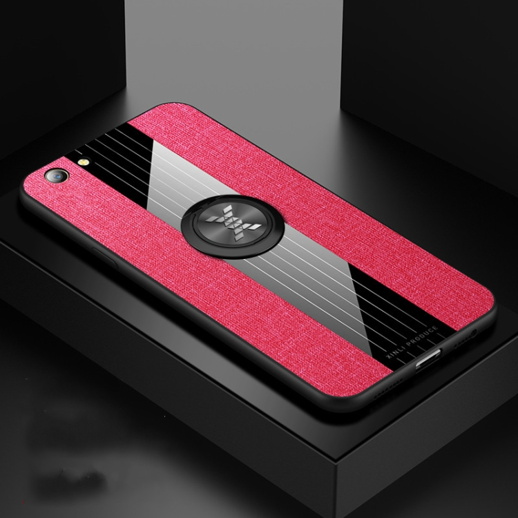 

For OPPO A59 XINLI Stitching Cloth Textue Shockproof TPU Protective Case with Ring Holder(Red)