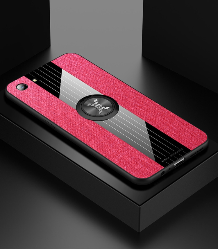 

For OPPO A73 XINLI Stitching Cloth Textue Shockproof TPU Protective Case with Ring Holder(Red)