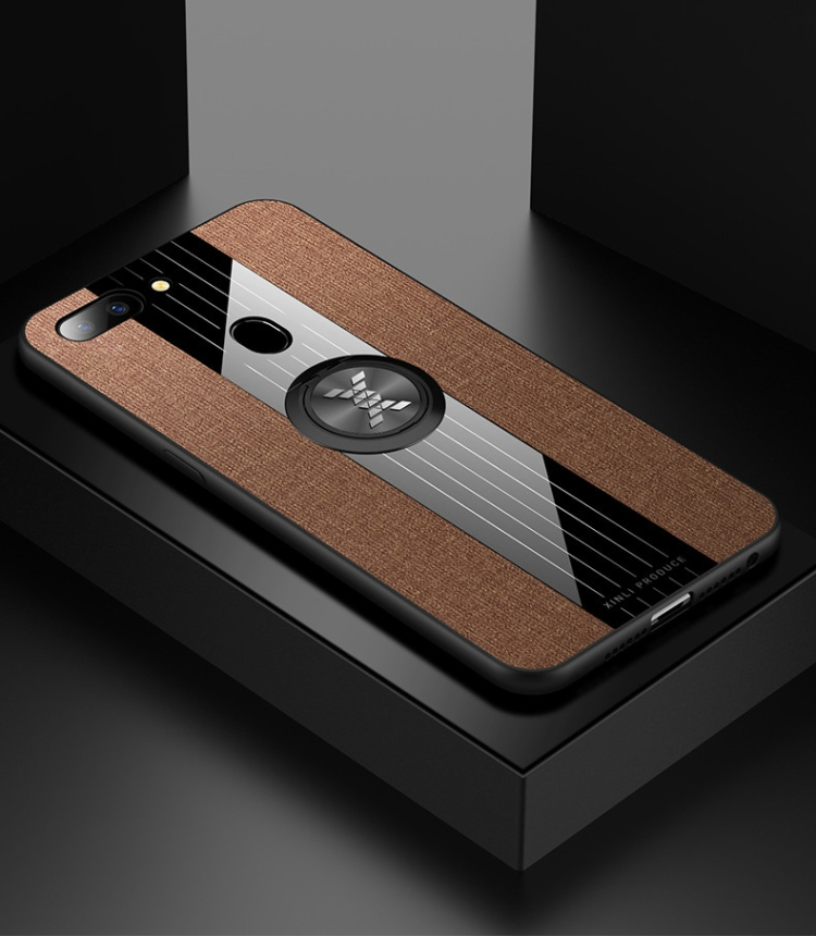 

For OPPO R15 Dream Mirror Edition XINLI Stitching Cloth Textue Shockproof TPU Protective Case with Ring Holder(Brown)