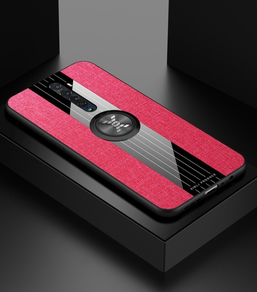 

For OPPO Reno 2 XINLI Stitching Cloth Textue Shockproof TPU Protective Case with Ring Holder(Red)