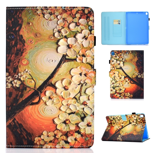 

For iPad 10.2 inch Colored Drawing Horizontal Flip Leather Case with Holder & Card Slots & Pen Slot & Sleep / Wake-up Function(Plum Blossom)