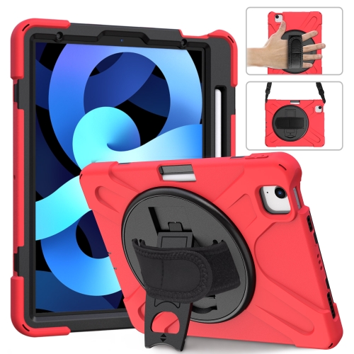 

Shockproof Colorful Silicone + PC Protective Case with Holder & Shoulder Strap & Hand Strap For iPad Pro 11 2021 / 2020 / 2018 / Air 4 2020 (Red)