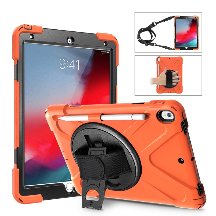 

Shockproof Colorful Silicone + PC Protective Case with Holder & Shoulder Strap & Hand Strap & Pen Slot For iPad Pro 10.5(Orange)