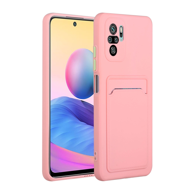 

For Xiaomi Redmi Note 10 5G Card Slot Design Shockproof TPU Protective Case(Pink)