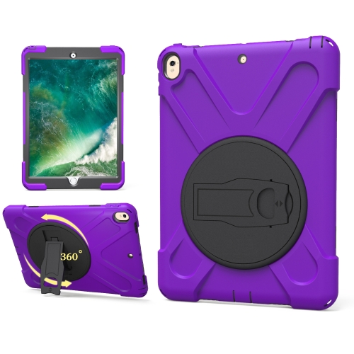 

Shockproof Colorful Silicone + PC Protective Case with Holder For iPad Pro 10.5(Purple)