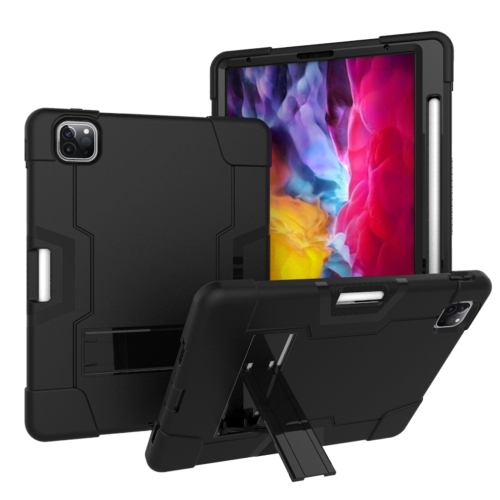 

Contrast Color Robot Shockproof Silicone + PC Protective Case with Holder & Pen Slot For iPad Pro 12.9 (2018) / (2020)(Black)