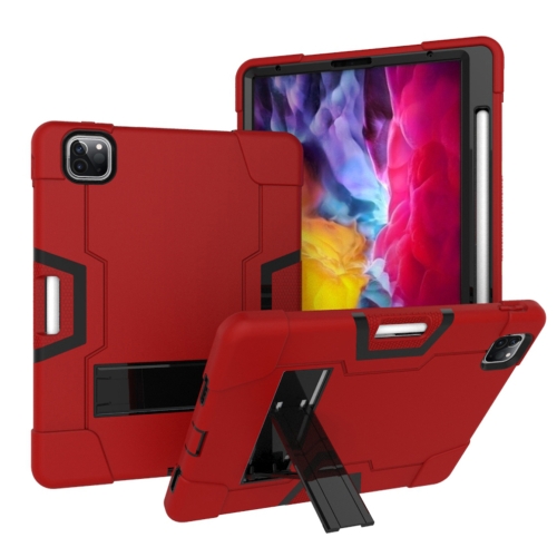 

Contrast Color Robot Shockproof Silicone + PC Protective Case with Holder & Pen Slot For iPad Pro 12.9 (2018) / (2020)(Red + Black)