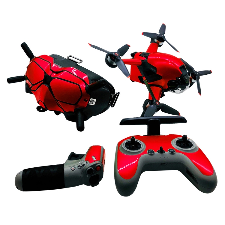 

FPV-TZ-SF 4 in 1 Waterproof Anti-Scratch Decal Skin Wrap Stickers Personalized Film Kits for DJI FPV Drone & Goggles V2 & Remote Control & Rocker(Fluorescent Red)