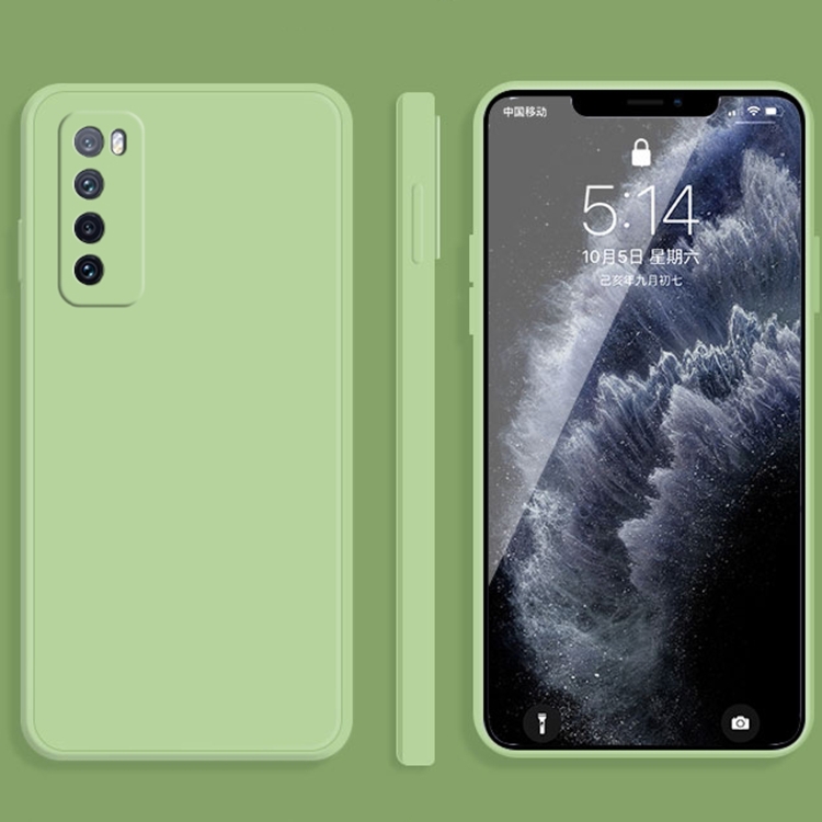 

For Huawei nova 7 5G Solid Color Imitation Liquid Silicone Straight Edge Dropproof Full Coverage Protective Case(Matcha Green)