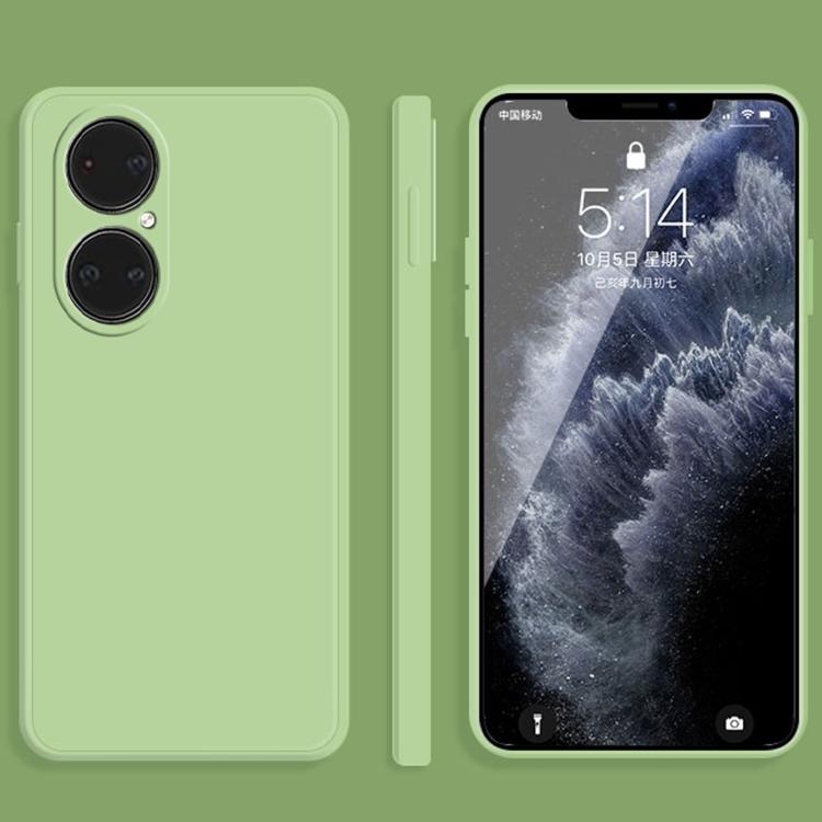

For Huawei P50 Solid Color Imitation Liquid Silicone Straight Edge Dropproof Full Coverage Protective Case(Matcha Green)