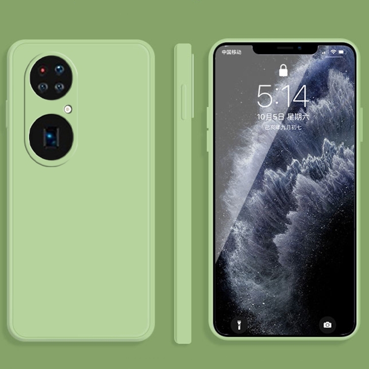 

For Huawei P50 Pro Solid Color Imitation Liquid Silicone Straight Edge Dropproof Full Coverage Protective Case(Matcha Green)
