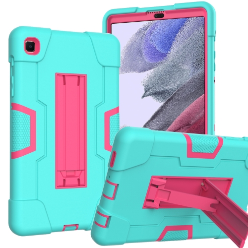 

For Samsung Galaxy Tab 7 Lite T225 Contrast Color Robot Shockproof Silicone + PC Protective Case with Holder(Mint Green + Rose Red)