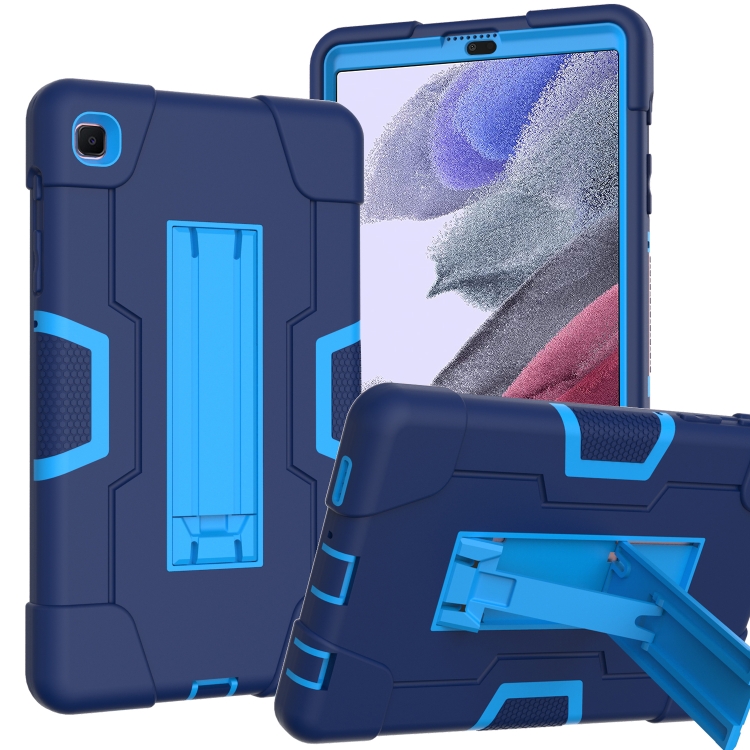 

For Samsung Galaxy Tab 7 Lite T225 Contrast Color Robot Shockproof Silicone + PC Protective Case with Holder(Navy Blue + Blue)