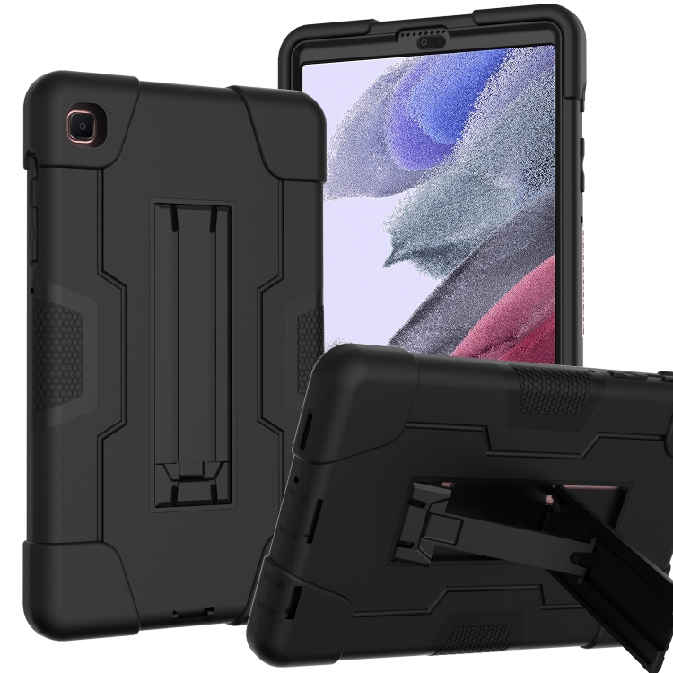 

For Samsung Galaxy Tab 7 Lite T225 Contrast Color Robot Shockproof Silicone + PC Protective Case with Holder(Black)