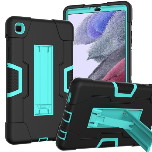 

For Samsung Galaxy Tab 7 Lite T225 Contrast Color Robot Shockproof Silicone + PC Protective Case with Holder(Black + Mint Green)