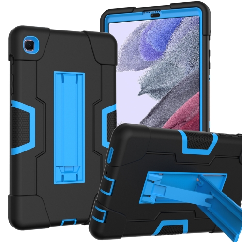 

For Samsung Galaxy Tab 7 Lite T225 Contrast Color Robot Shockproof Silicone + PC Protective Case with Holder(Black + Blue)