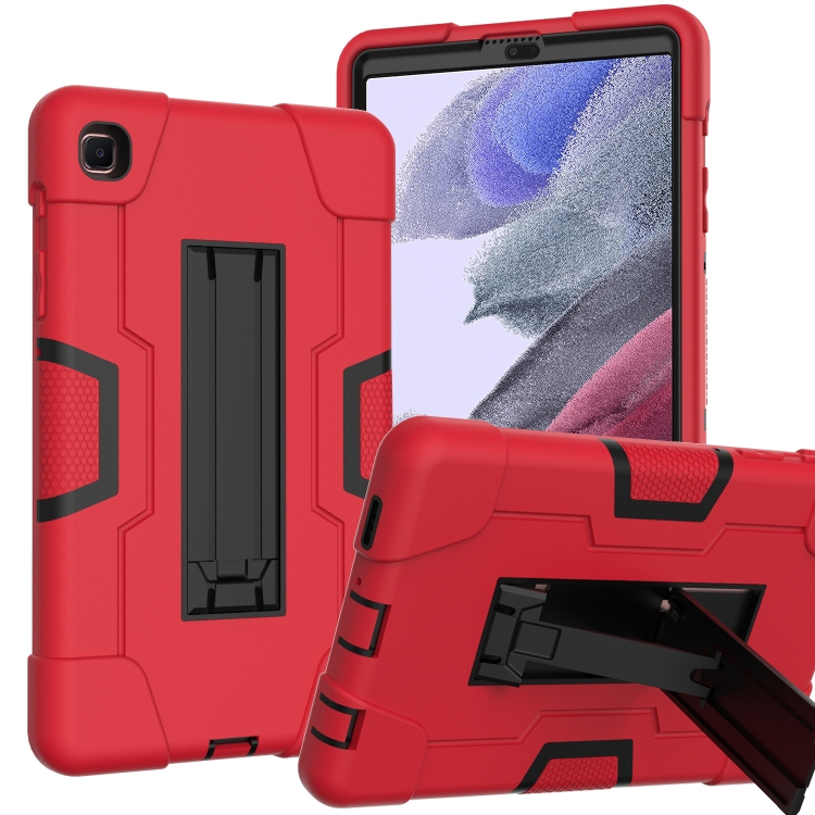 

For Samsung Galaxy Tab 7 Lite T225 Contrast Color Robot Shockproof Silicone + PC Protective Case with Holder(Red + Black)
