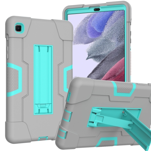 

For Samsung Galaxy Tab 7 Lite T225 Contrast Color Robot Shockproof Silicone + PC Protective Case with Holder(Grey + Mint Green)