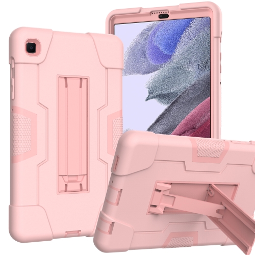 

For Samsung Galaxy Tab 7 Lite T225 Contrast Color Robot Shockproof Silicone + PC Protective Case with Holder(Rose Gold)