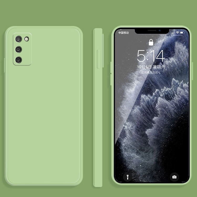 

For Samsung Galaxy A02s Solid Color Imitation Liquid Silicone Straight Edge Dropproof Full Coverage Protective Case(Matcha Green)