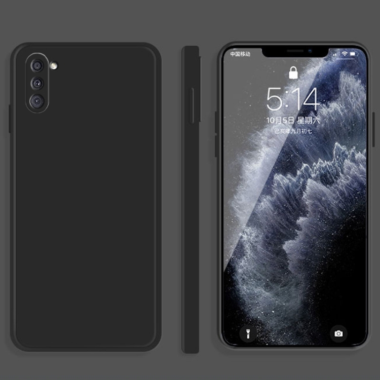 

For Samsung Galaxy A11 Solid Color Imitation Liquid Silicone Straight Edge Dropproof Full Coverage Protective Case(Black)