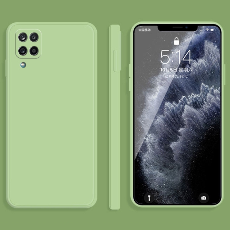 

For Samsung Galaxy A12 Solid Color Imitation Liquid Silicone Straight Edge Dropproof Full Coverage Protective Case(Matcha Green)