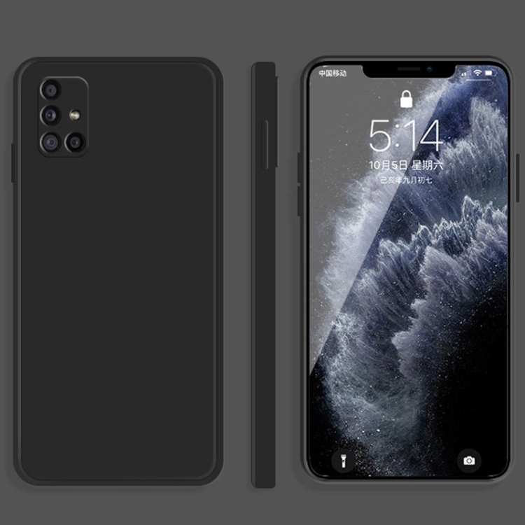 

For Samsung Galaxy A31 Solid Color Imitation Liquid Silicone Straight Edge Dropproof Full Coverage Protective Case(Black)