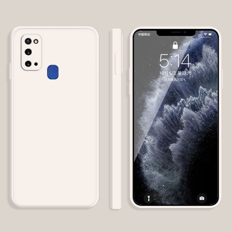 

For Samsung Galaxy M31 Solid Color Imitation Liquid Silicone Straight Edge Dropproof Full Coverage Protective Case(White)