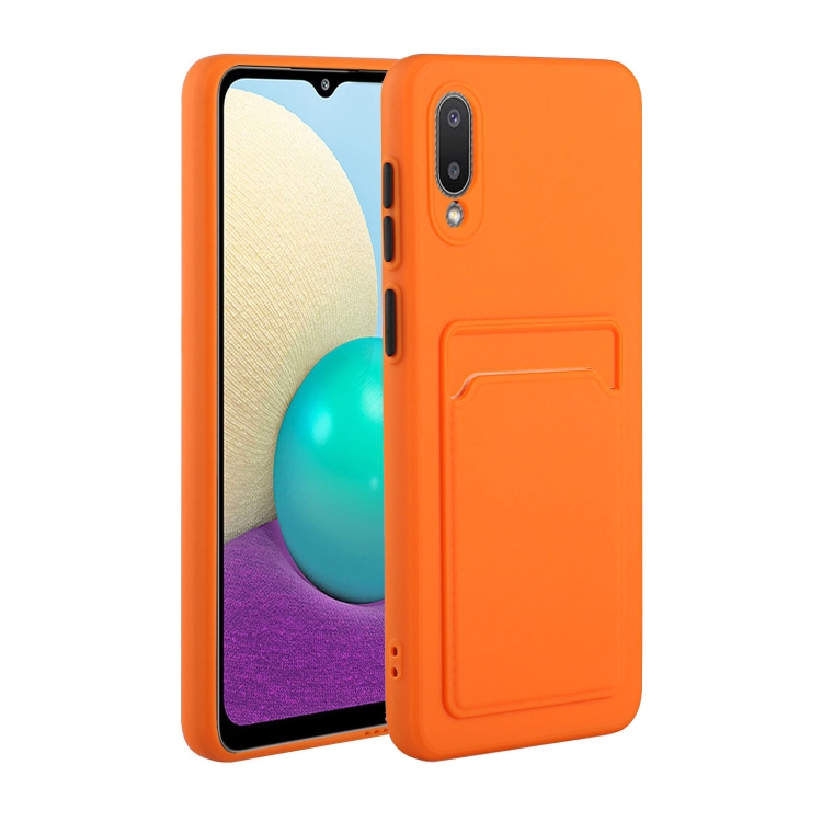 

For Samsung Galaxy A02 Card Slot Design Shockproof TPU Protective Case(Orange)