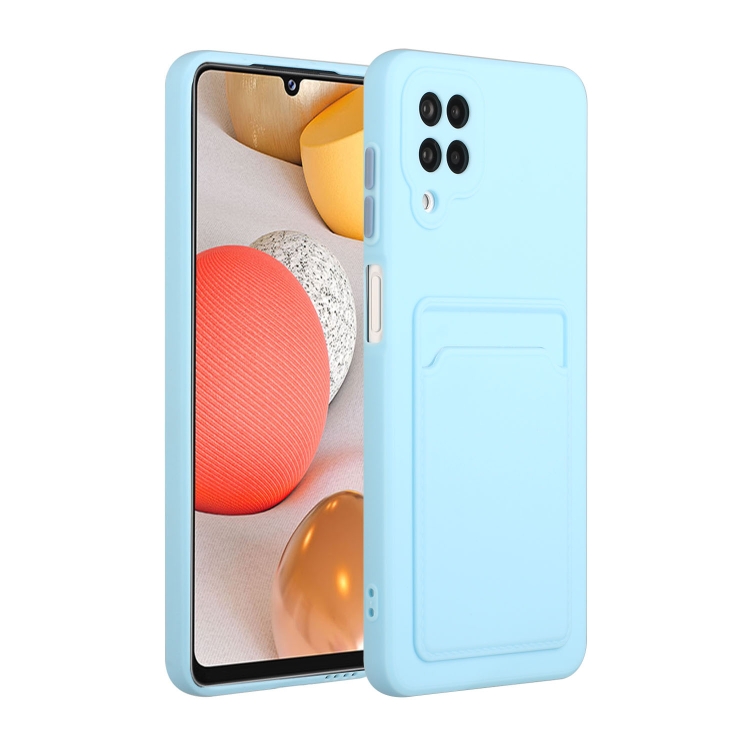 

For Samsung Galaxy M12 Card Slot Design Shockproof TPU Protective Case(Sky Blue)