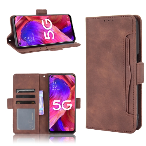 

For OPPO A54 5G / A74 5G / A93 5G Skin Feel Calf Pattern Horizontal Flip Leather Case with Holder & Card Slots & Photo Frame(Brown)