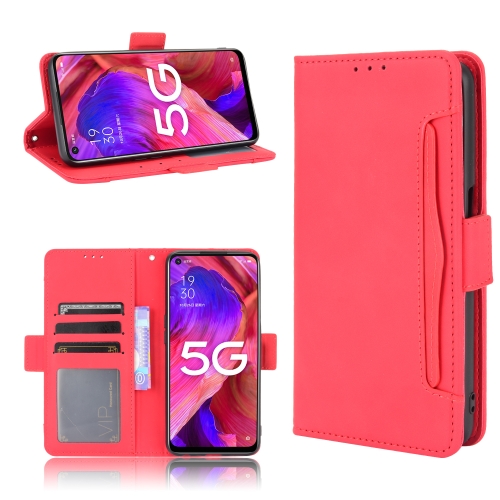 

For OPPO A54 5G / A74 5G / A93 5G Skin Feel Calf Pattern Horizontal Flip Leather Case with Holder & Card Slots & Photo Frame(Red)